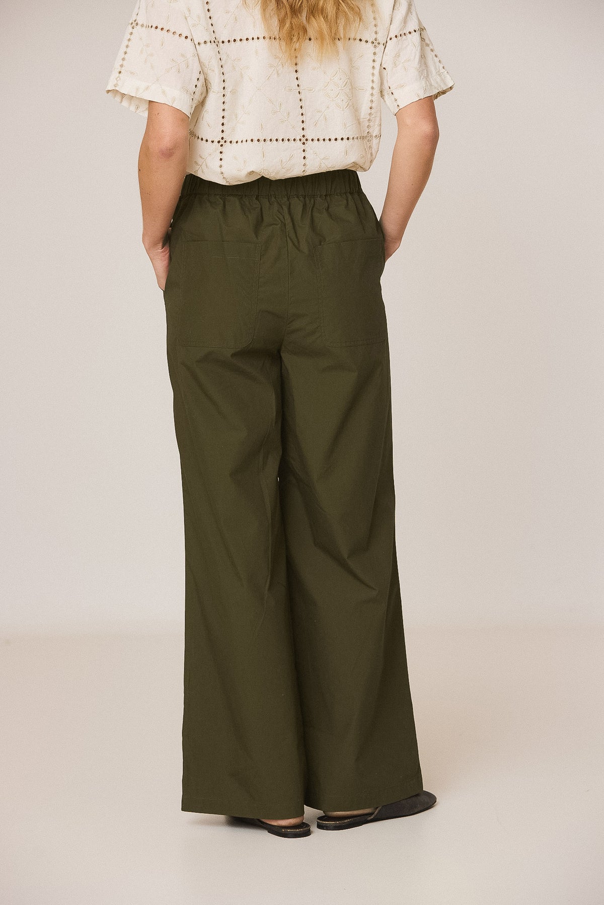 ELASTIC POPLIN PANTS