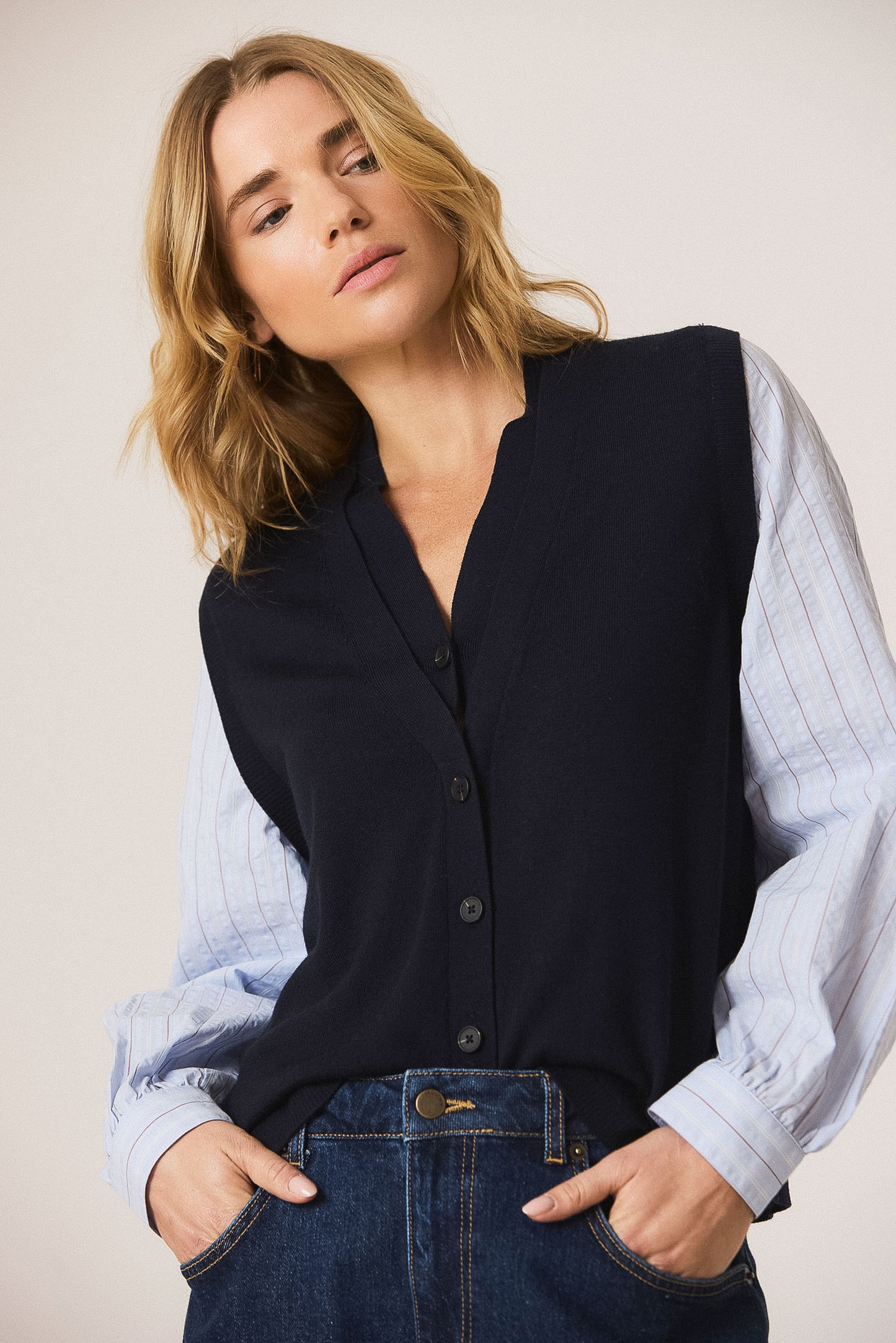 CHAQUETA EFECTO DOBLE 100% MERINO