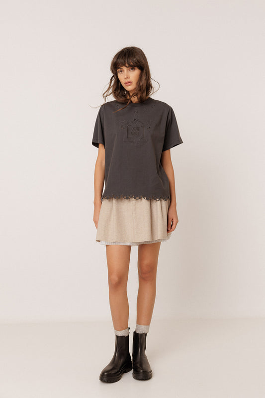 T-SHIRT WITH MONOGRAM DRAWING CUTOUT 2
