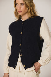 GILET MAILLE CÔTELÉE AVEC MÉRINOS