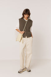 GILET MAILLE CÔTELÉE AVEC MÉRINOS