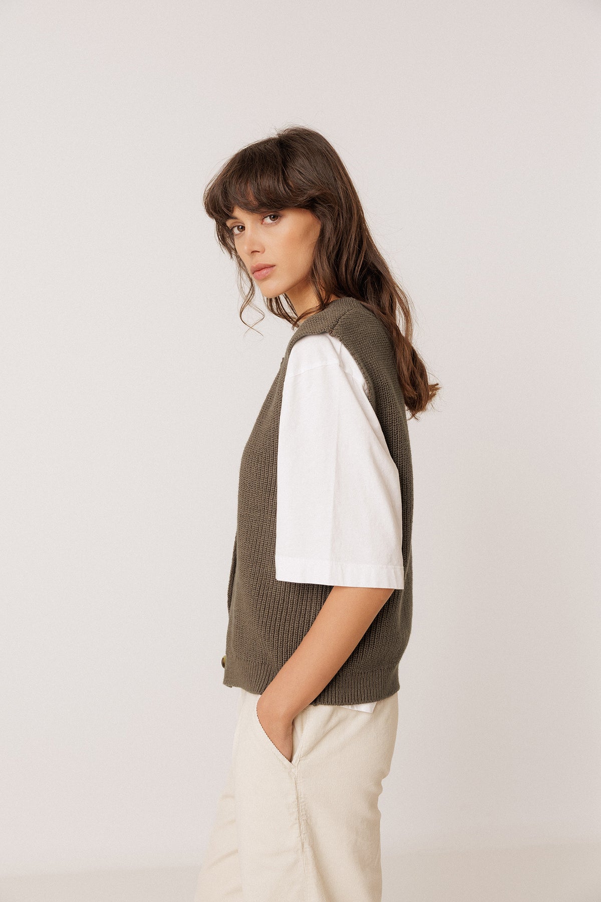 RIB-KNIT VEST WITH MERINO
