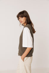 GILET MAILLE CÔTELÉE AVEC MÉRINOS
