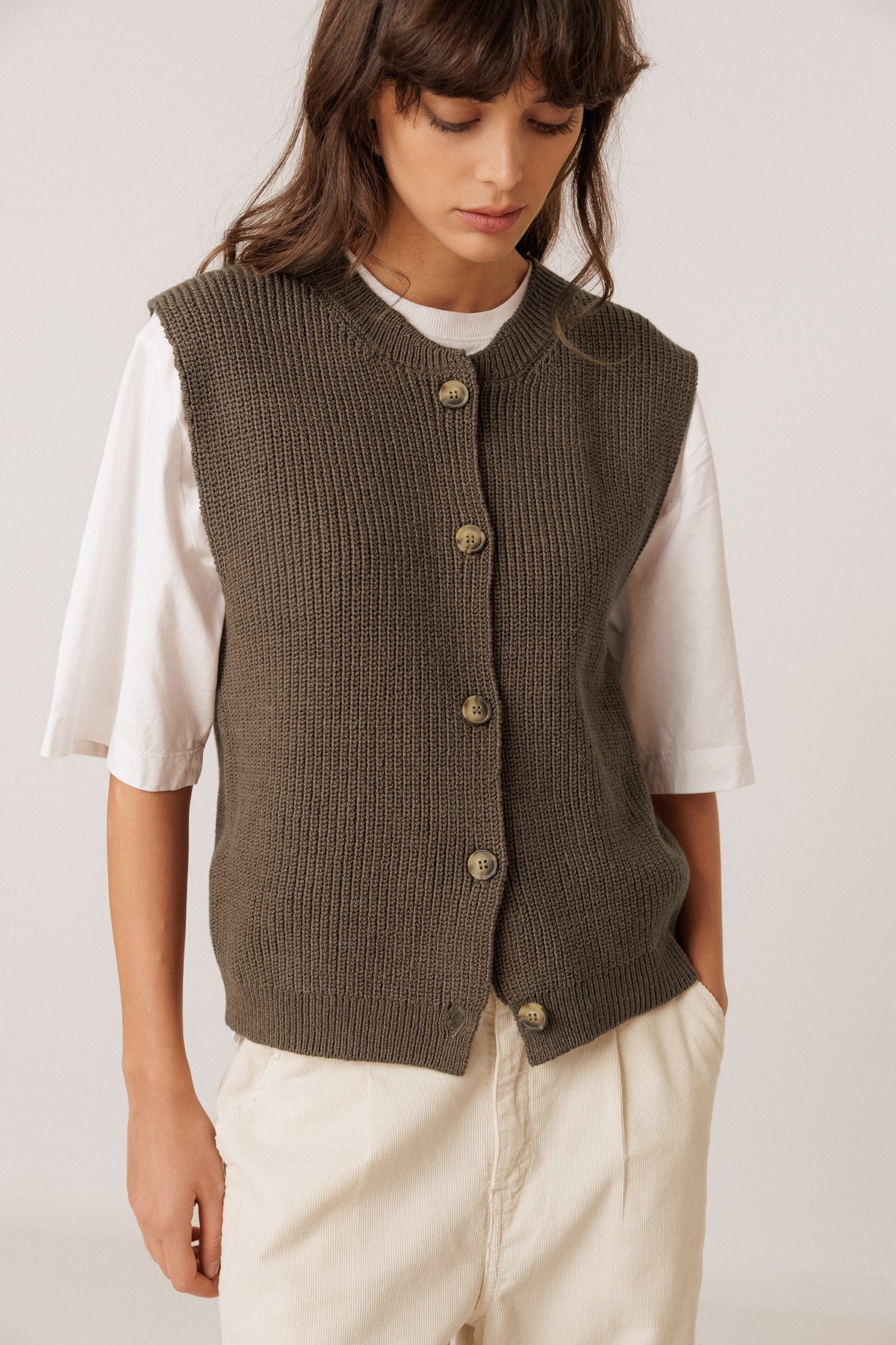 RIB-KNIT VEST WITH MERINO