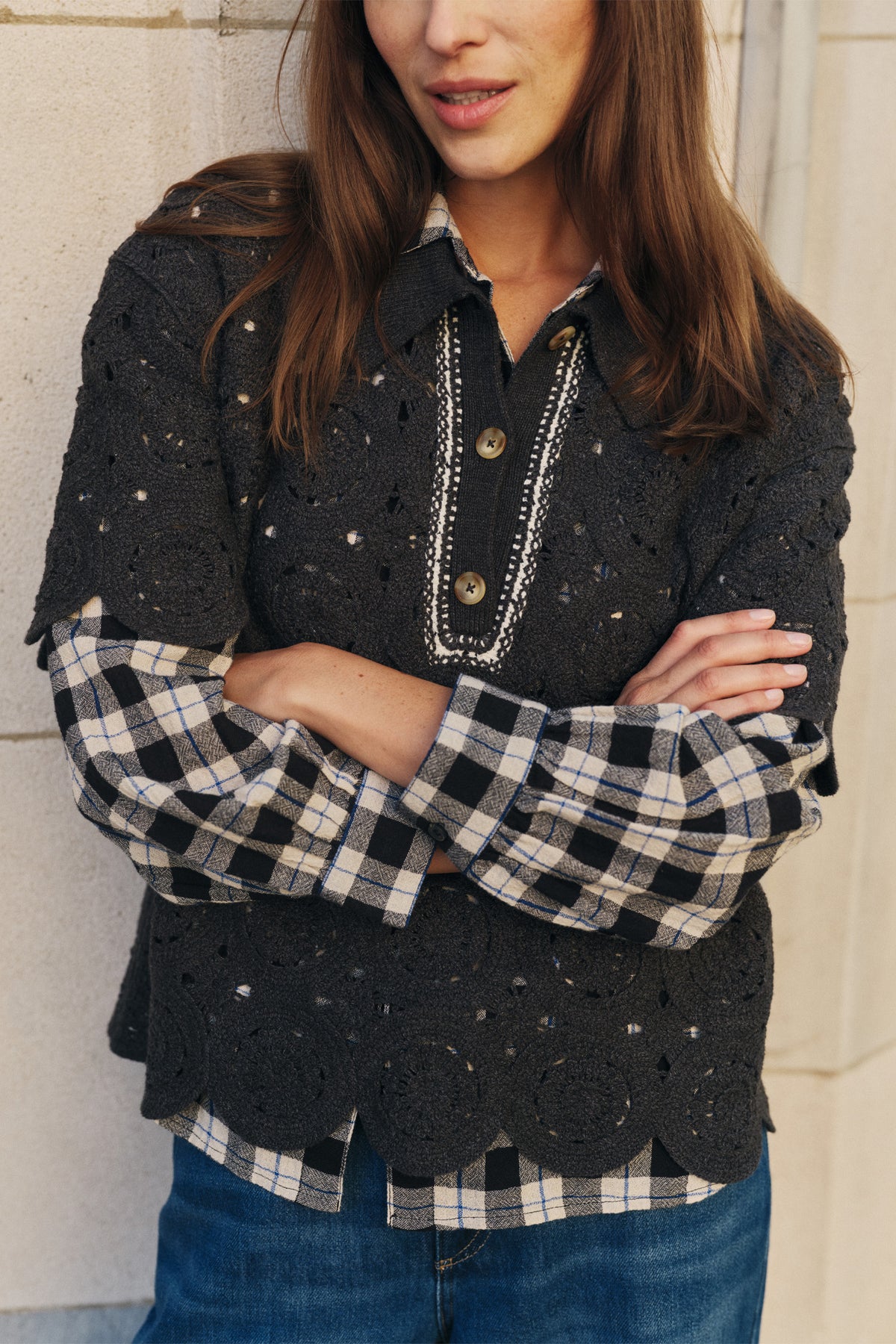 COTTON CROCHET POLO