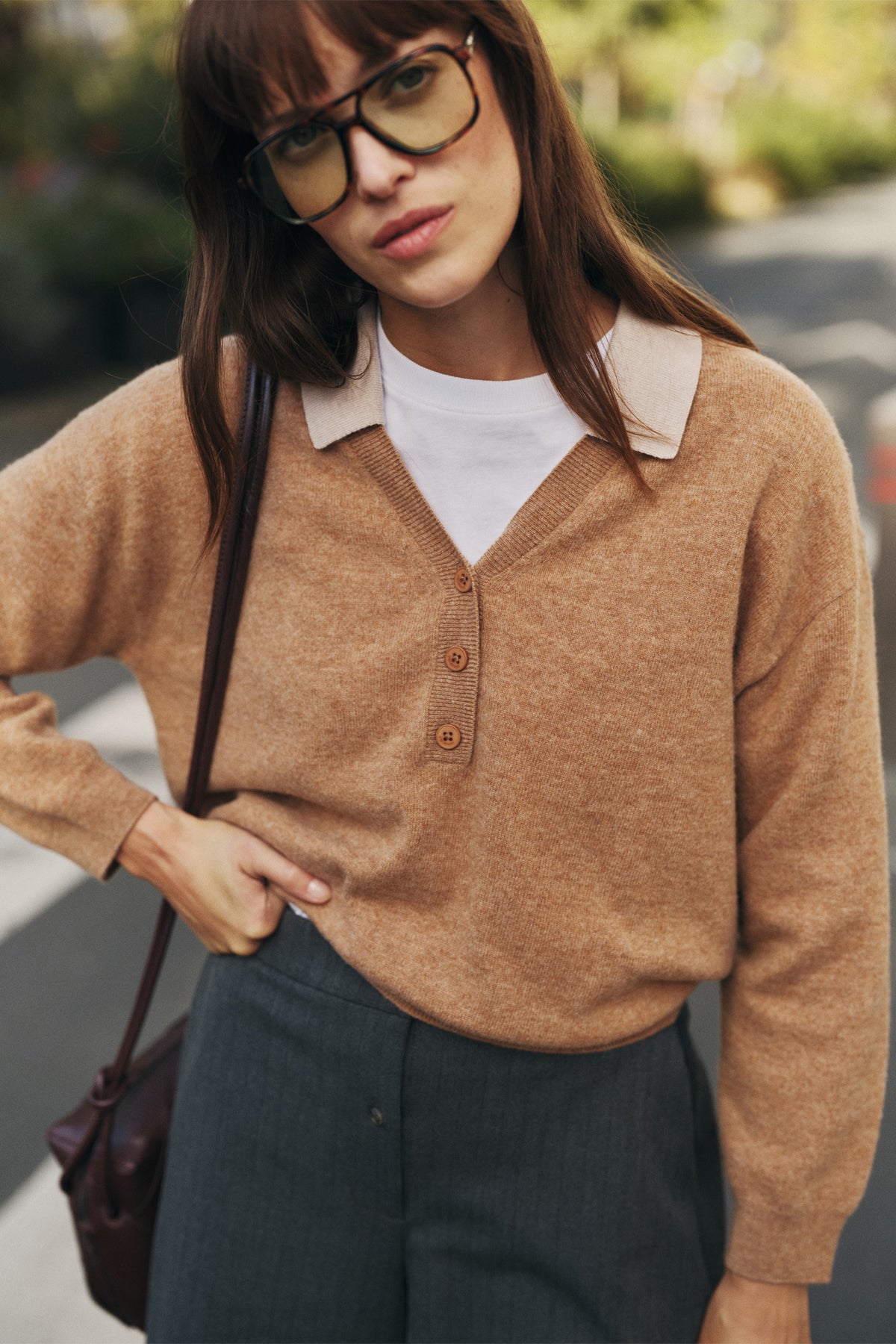 MERINO WOOL SWEATER WITH CONTRAST COLLAR
