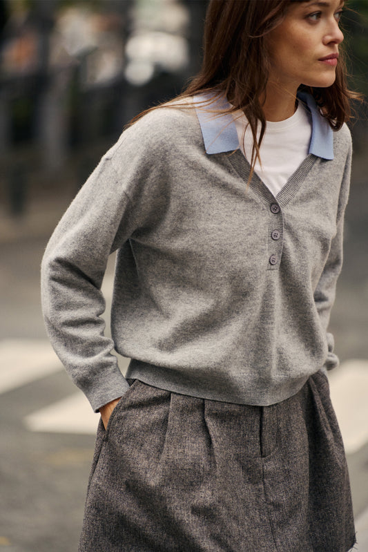 MERINO WOOL SWEATER WITH CONTRAST COLLAR 4