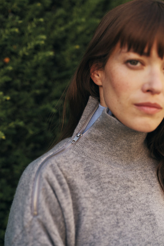 MERINO WOOL ZIP-NECK SWEATER 2