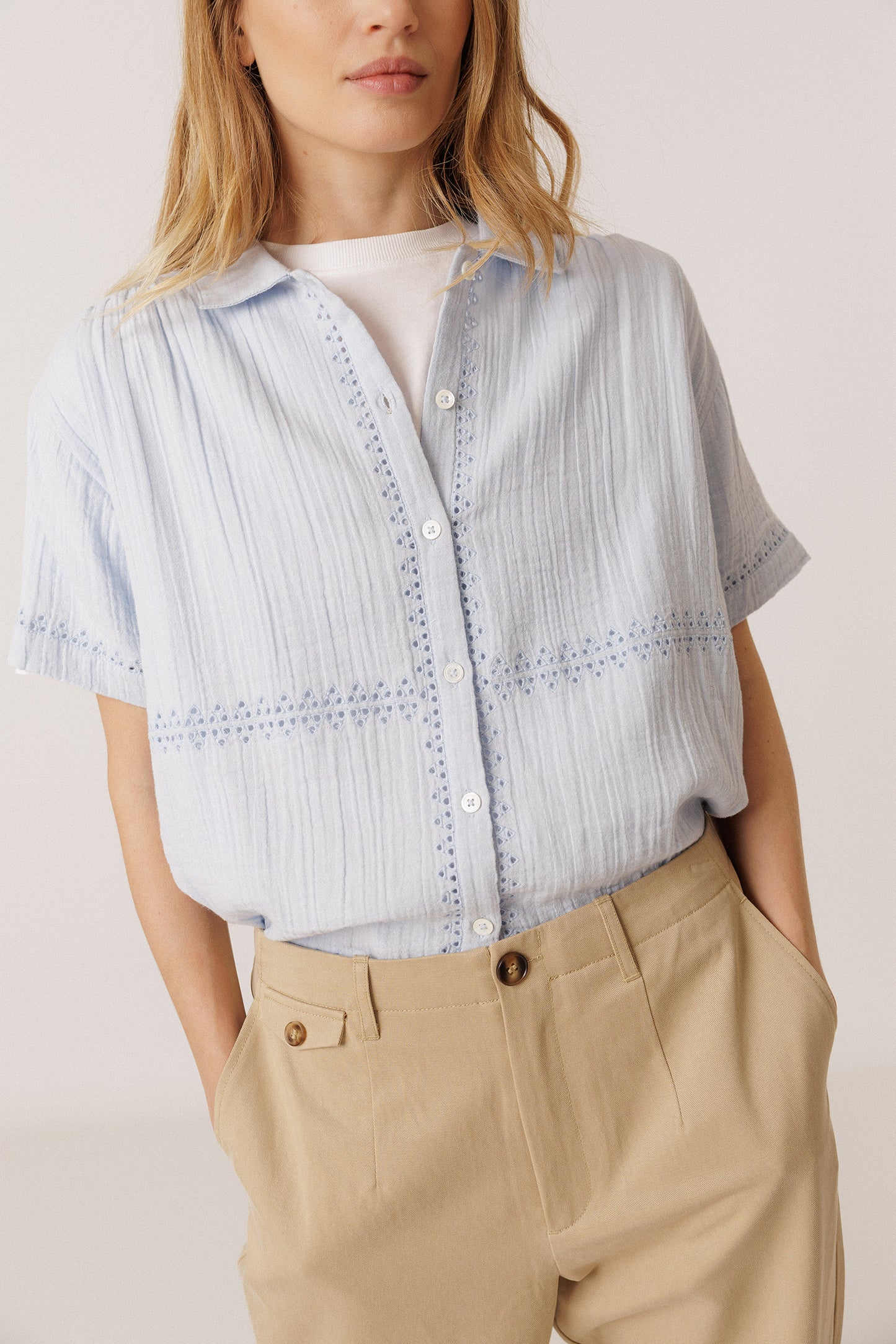 EMBROIDERED COMBINATION TEE