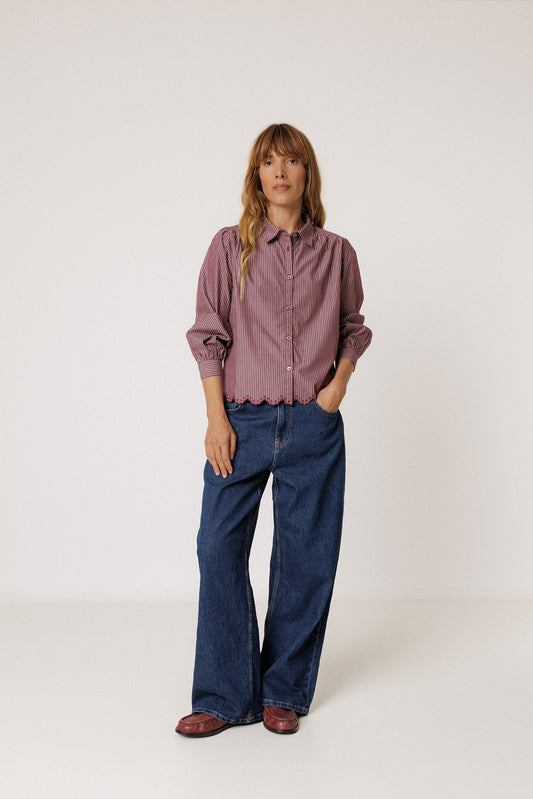 CHEMISE À RAYURES À OURLET FESTONNÉ 1