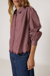 SCALLOPED HEM STRIPED SHIRT