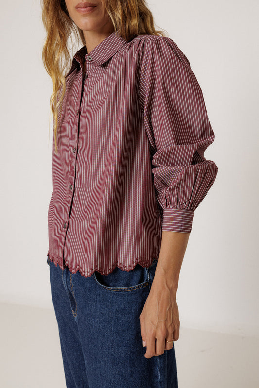 CHEMISE À RAYURES À OURLET FESTONNÉ 2