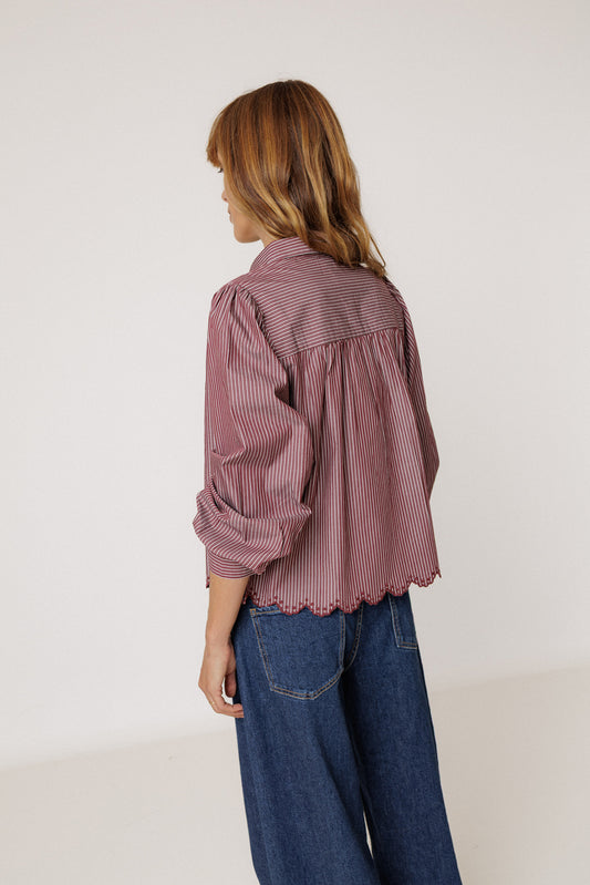 CHEMISE À RAYURES À OURLET FESTONNÉ 3