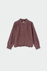 SCALLOPED HEM STRIPED SHIRT
