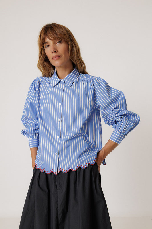 CHEMISE À RAYURES À OURLET FESTONNÉ 4
