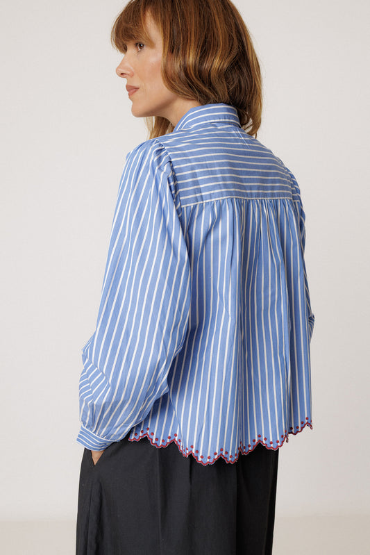 CHEMISE À RAYURES À OURLET FESTONNÉ 5
