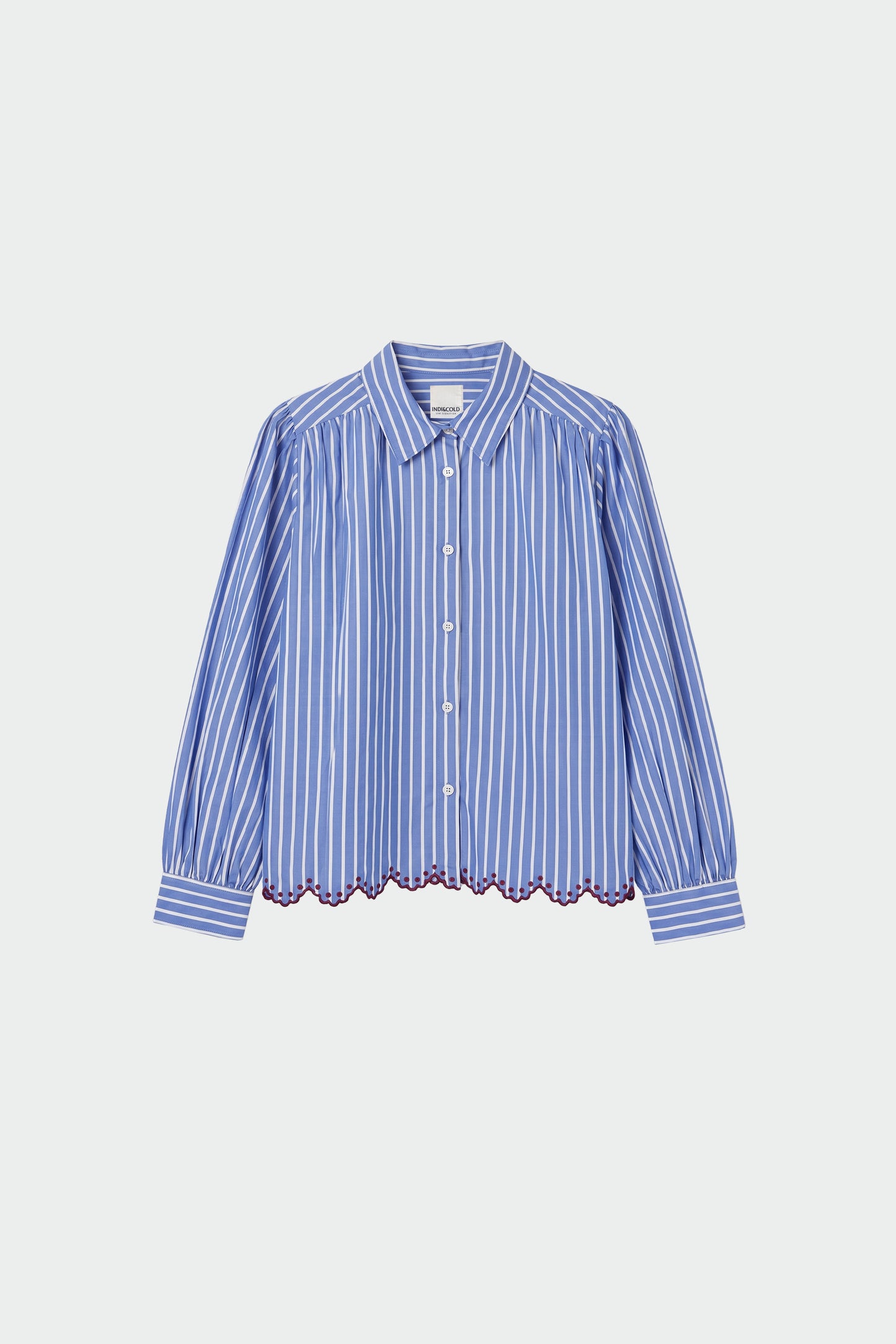 CHEMISE À RAYURES À OURLET FESTONNÉ