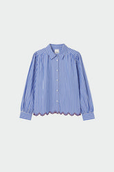 SCALLOPED HEM STRIPED SHIRT