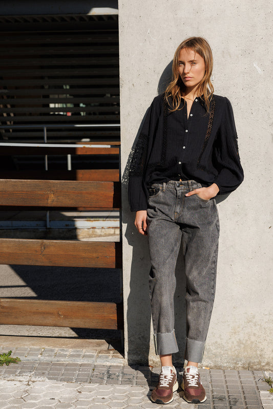 TURNED DENIM PANTS