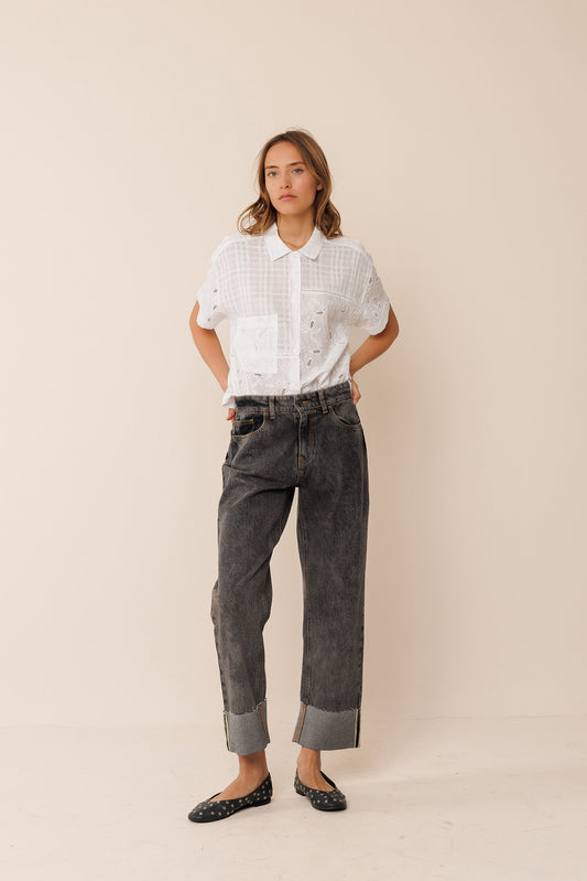TURNED DENIM PANTS