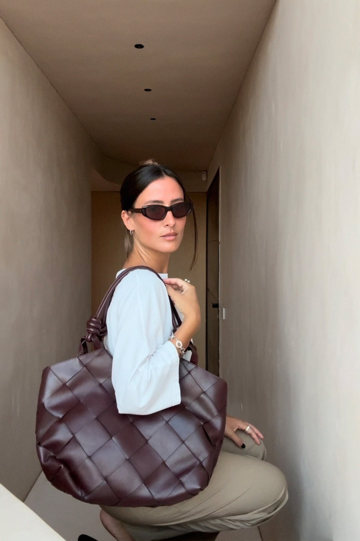 [CL] MAXI WOVEN LEATHER BAG