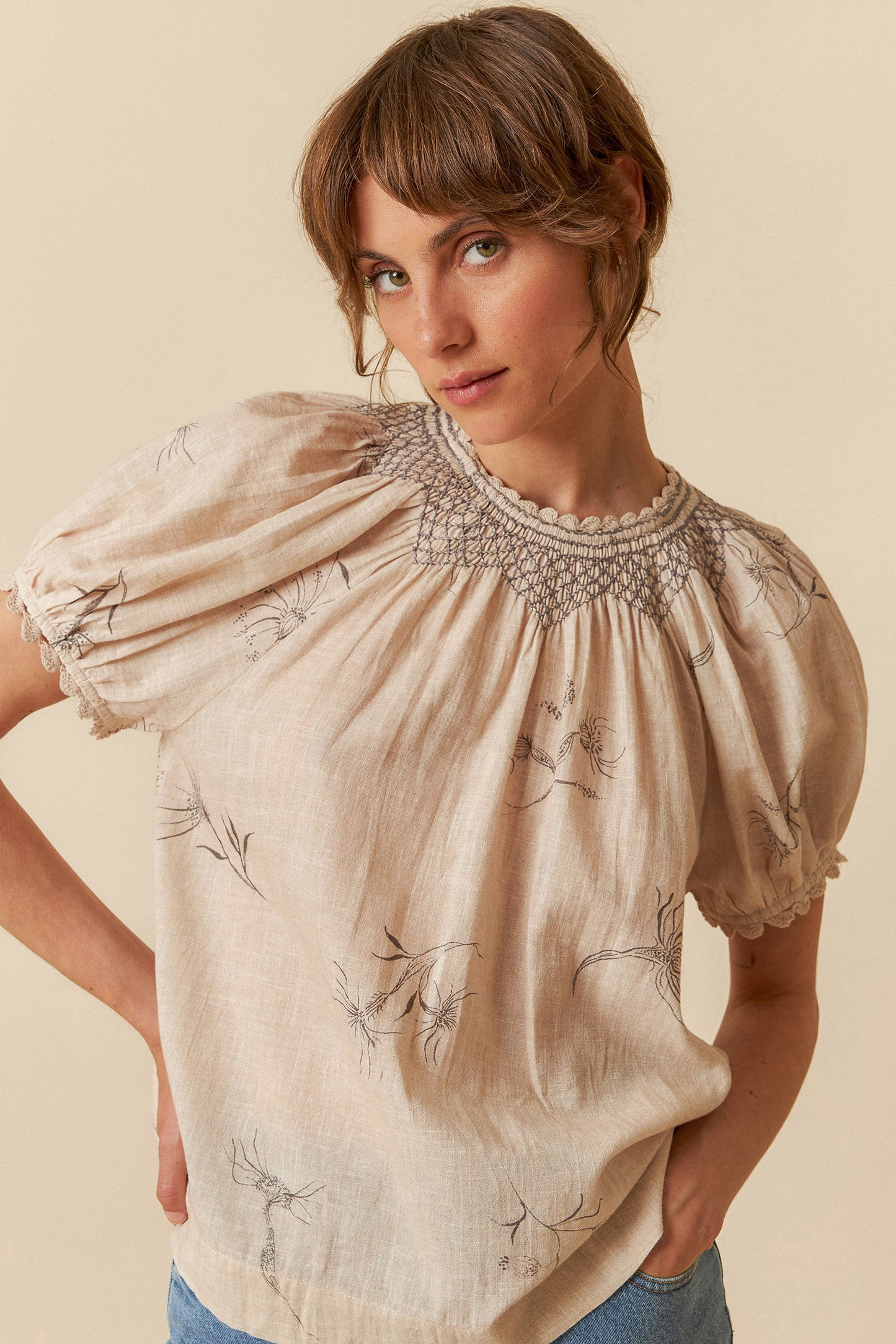 [CL] CROCHET DETAILS BLOUSE