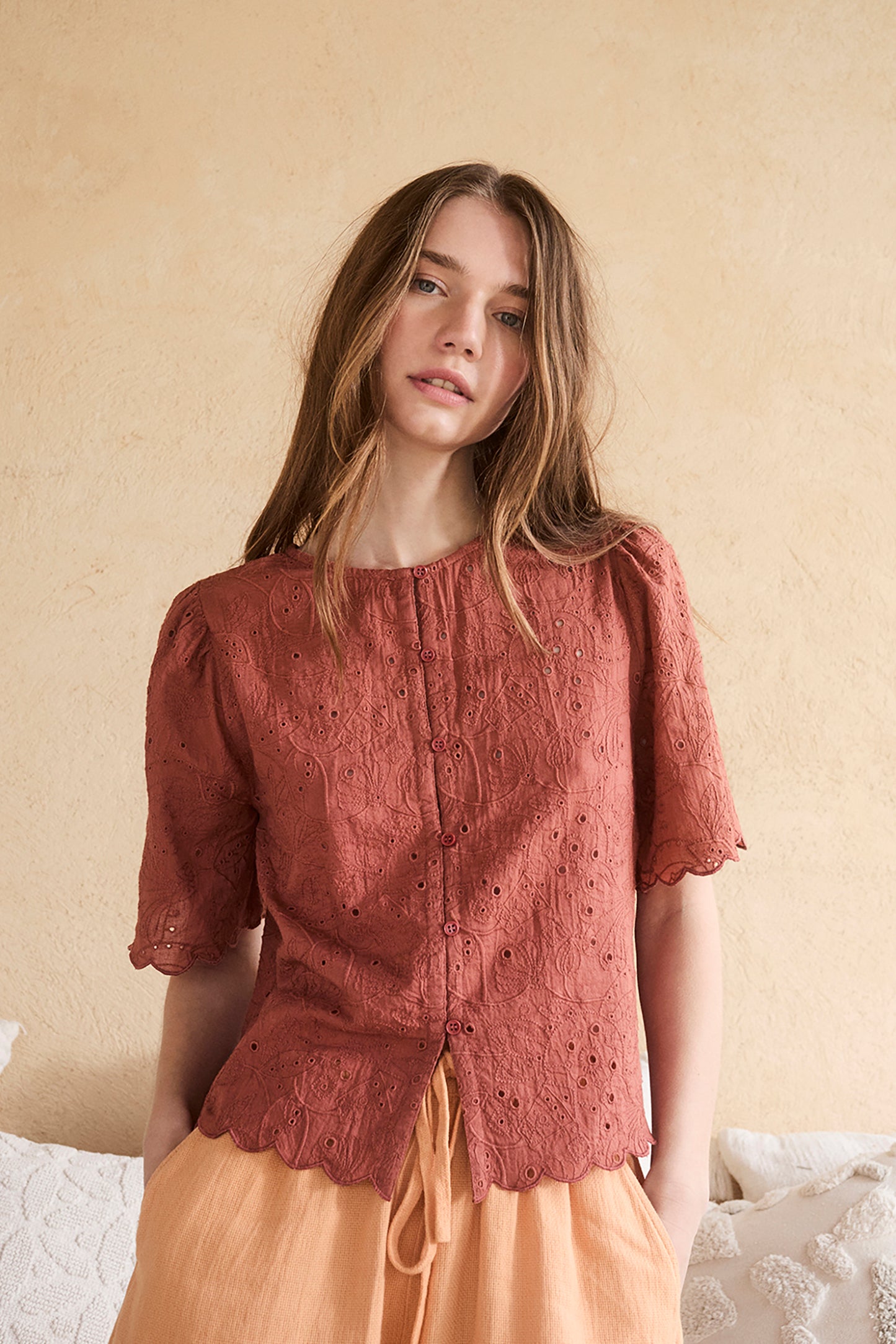 SCALLOPED-DETAILS SHIRT