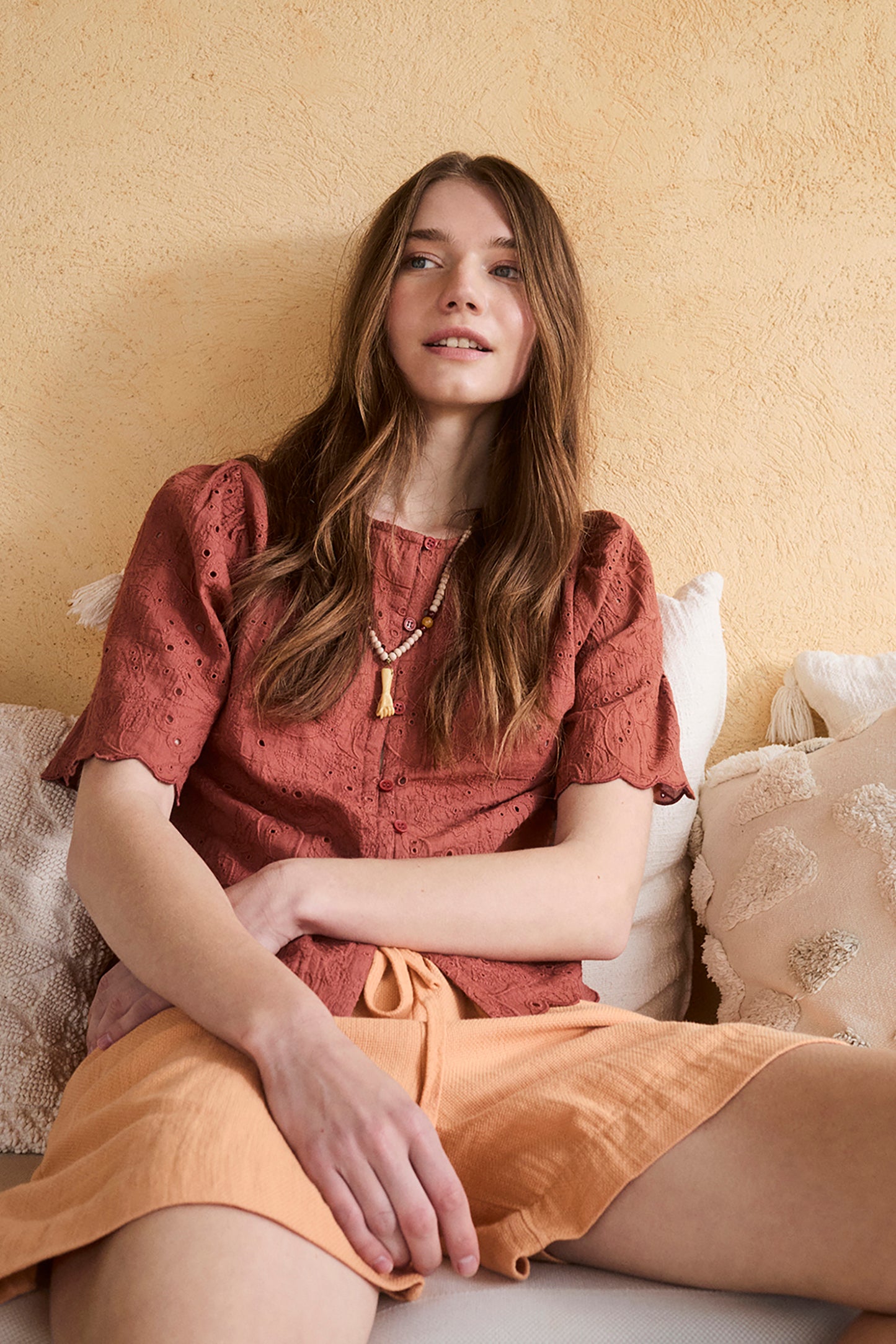 SCALLOPED-DETAILS SHIRT
