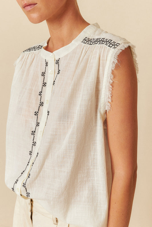 [CL] CROSS-STITCH EMBROIDERED SHIRT