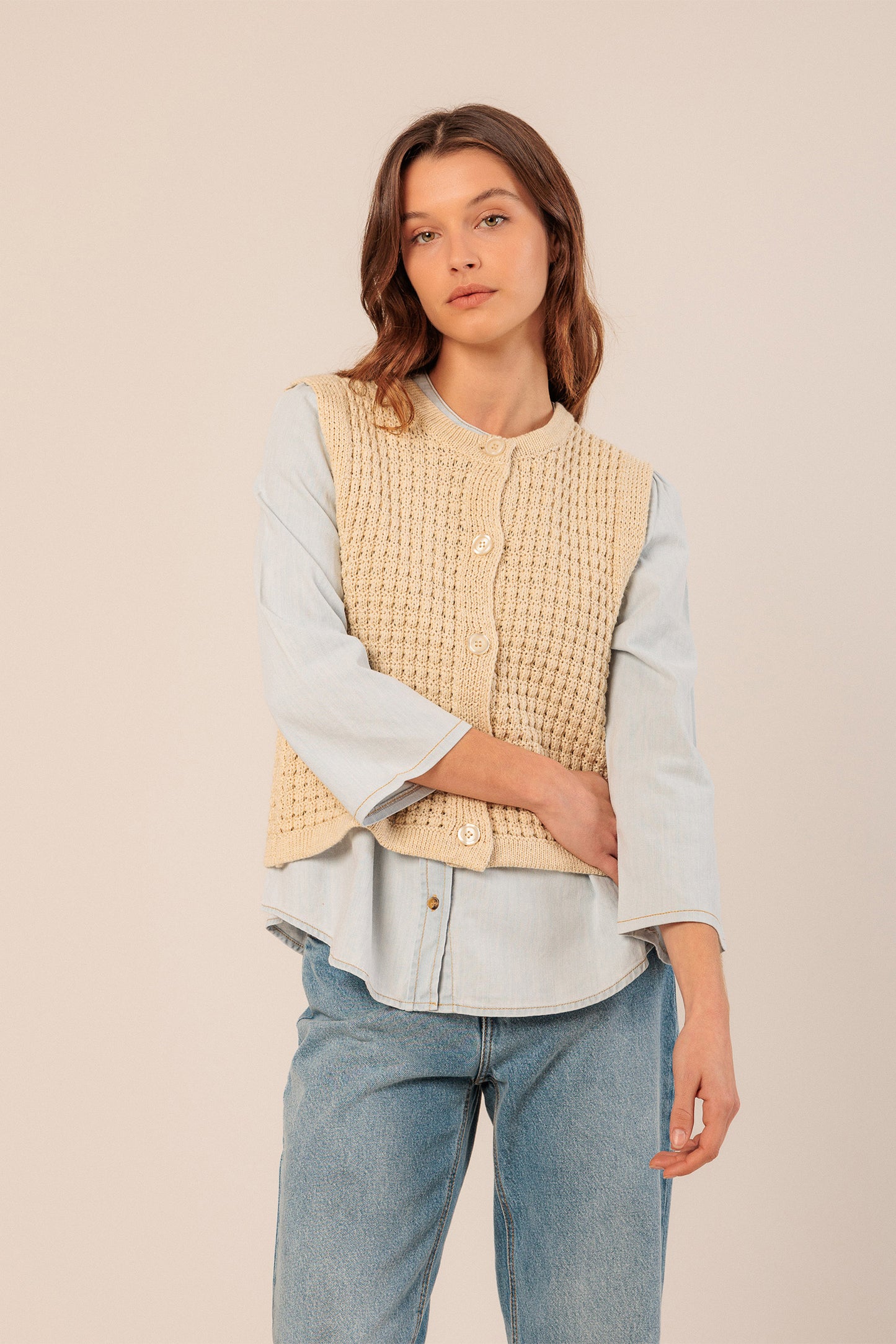 [CL] BASKET WEAVE KNIT VEST