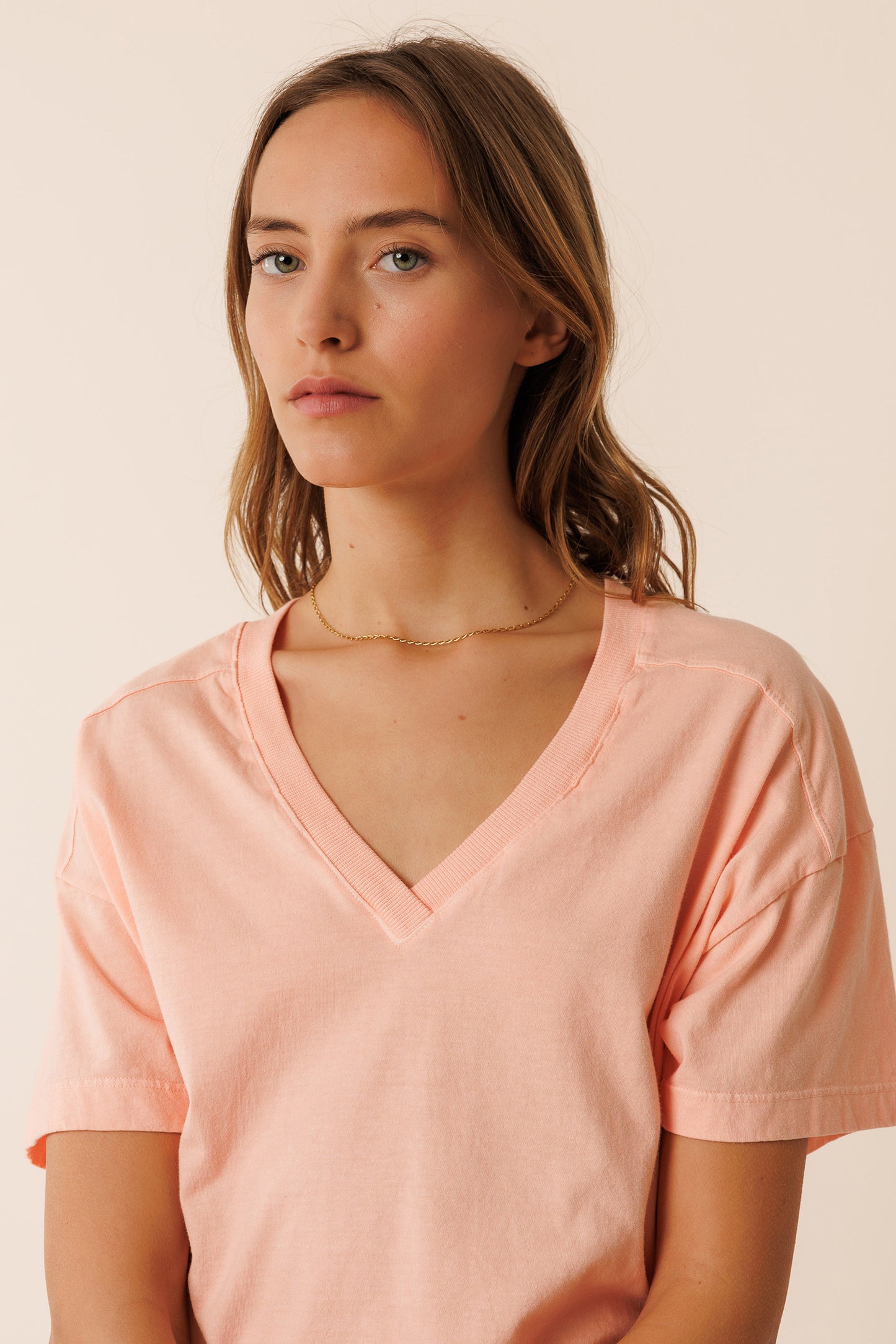 V-NECK COTTON T- SHIRT