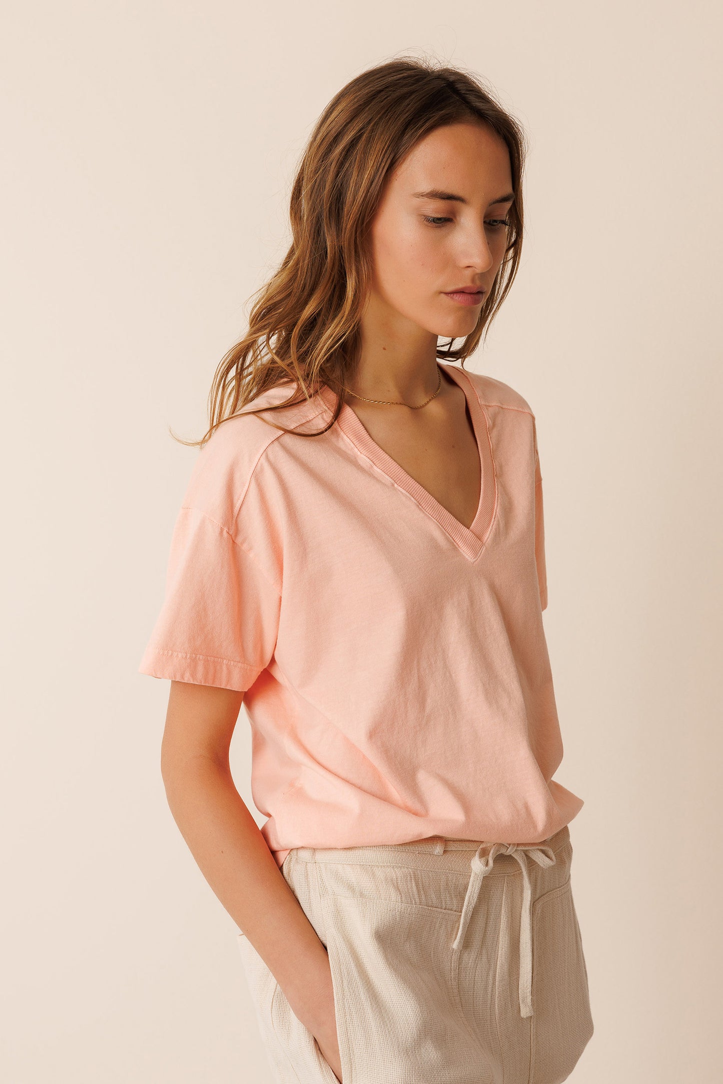 V-NECK COTTON T- SHIRT