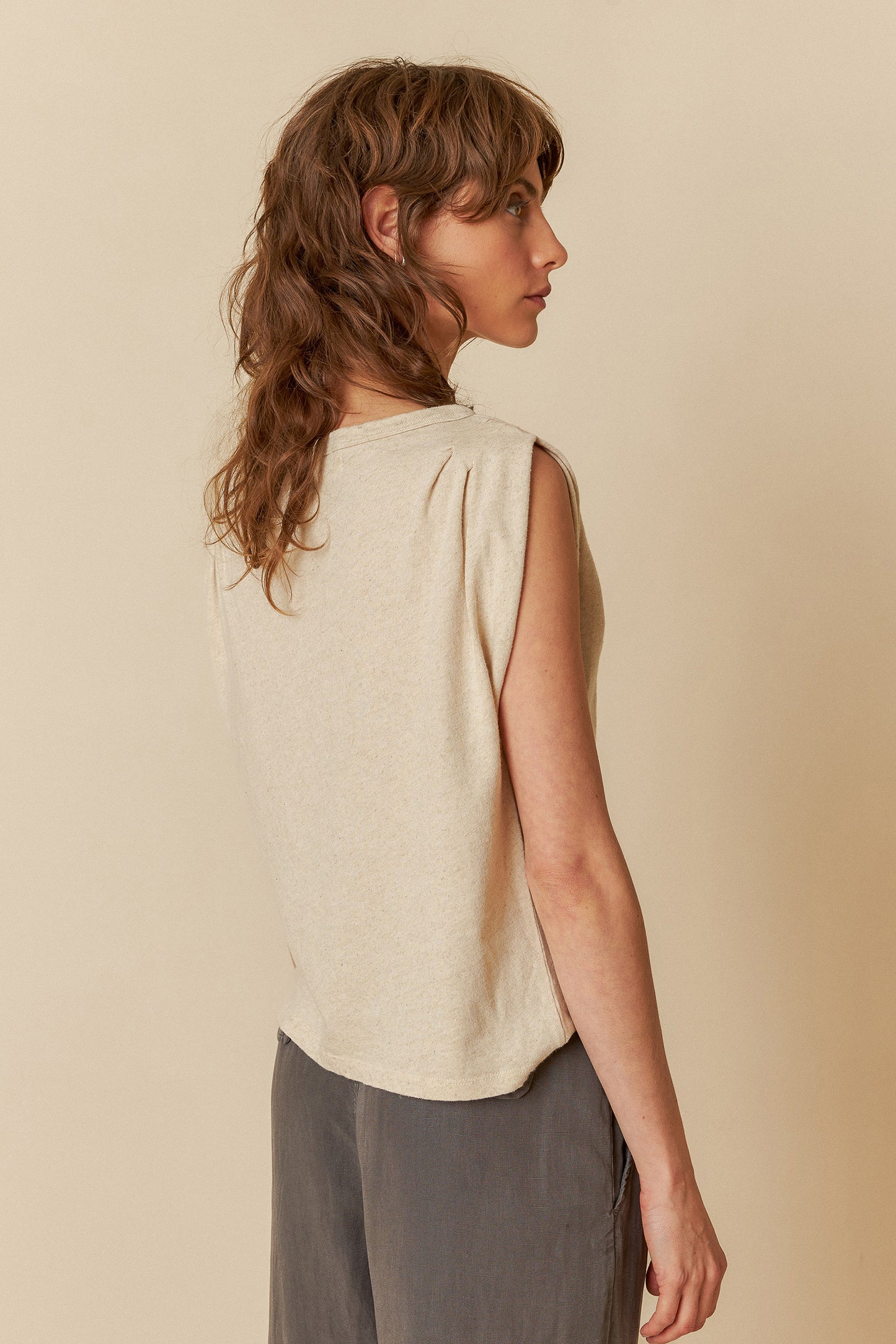 PLEATED MELANGE T-SHIRT