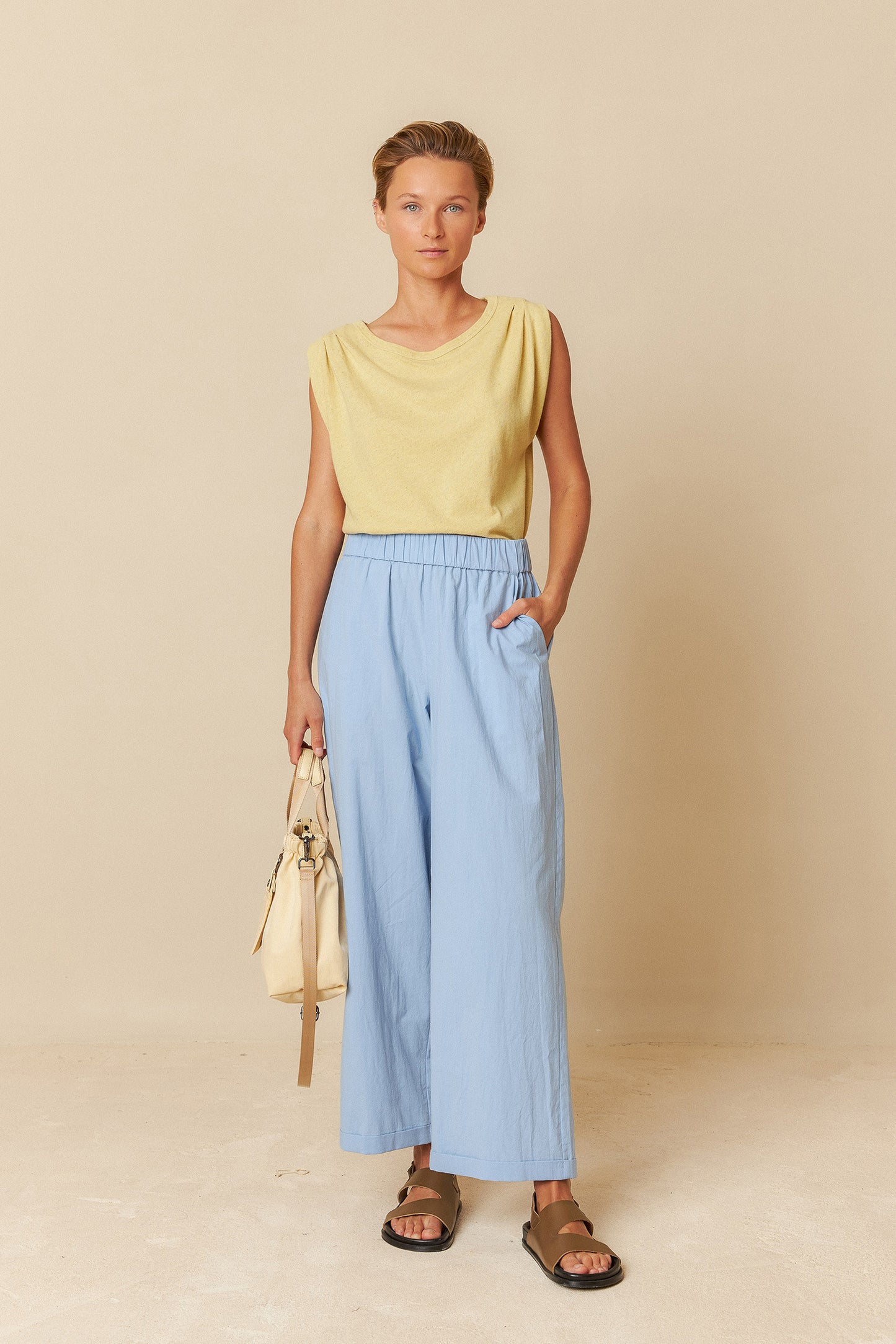 PLEATED MELANGE T-SHIRT