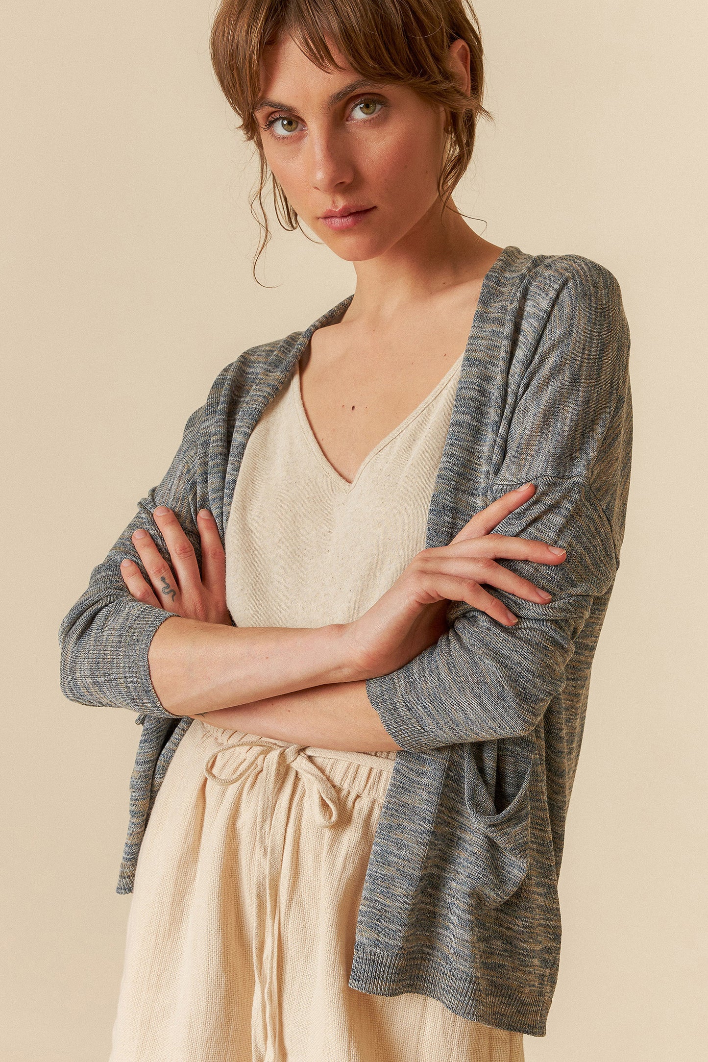 CARDIGAN EN MAILLE MÉLANGE