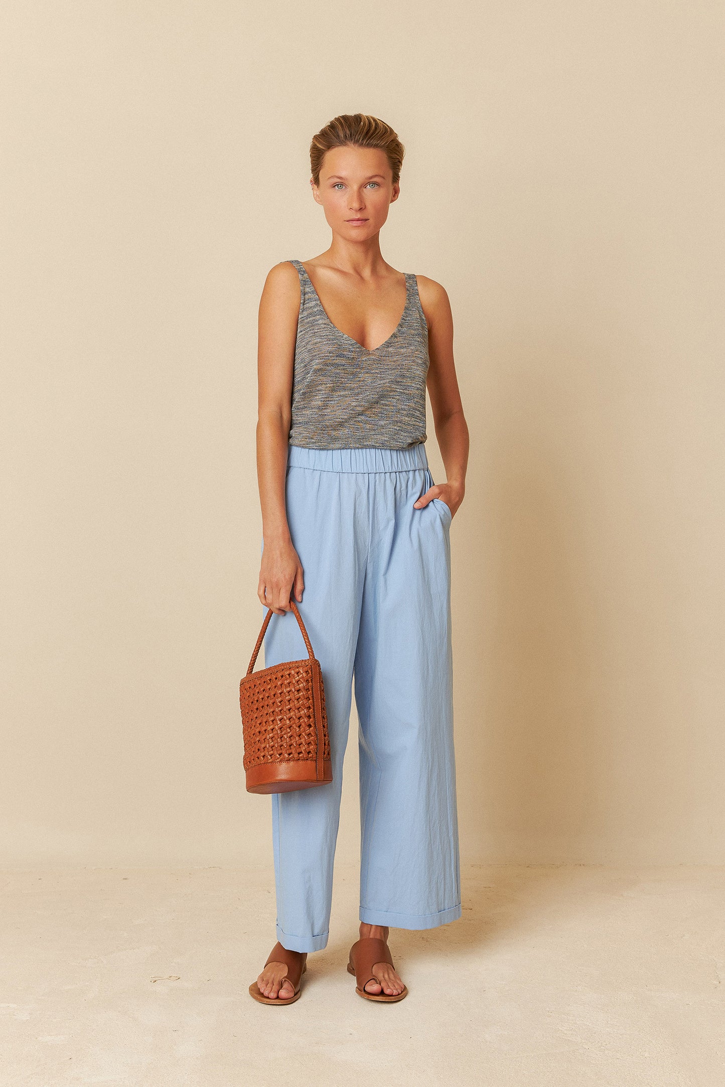 MELANGE KNIT T-SHIRT