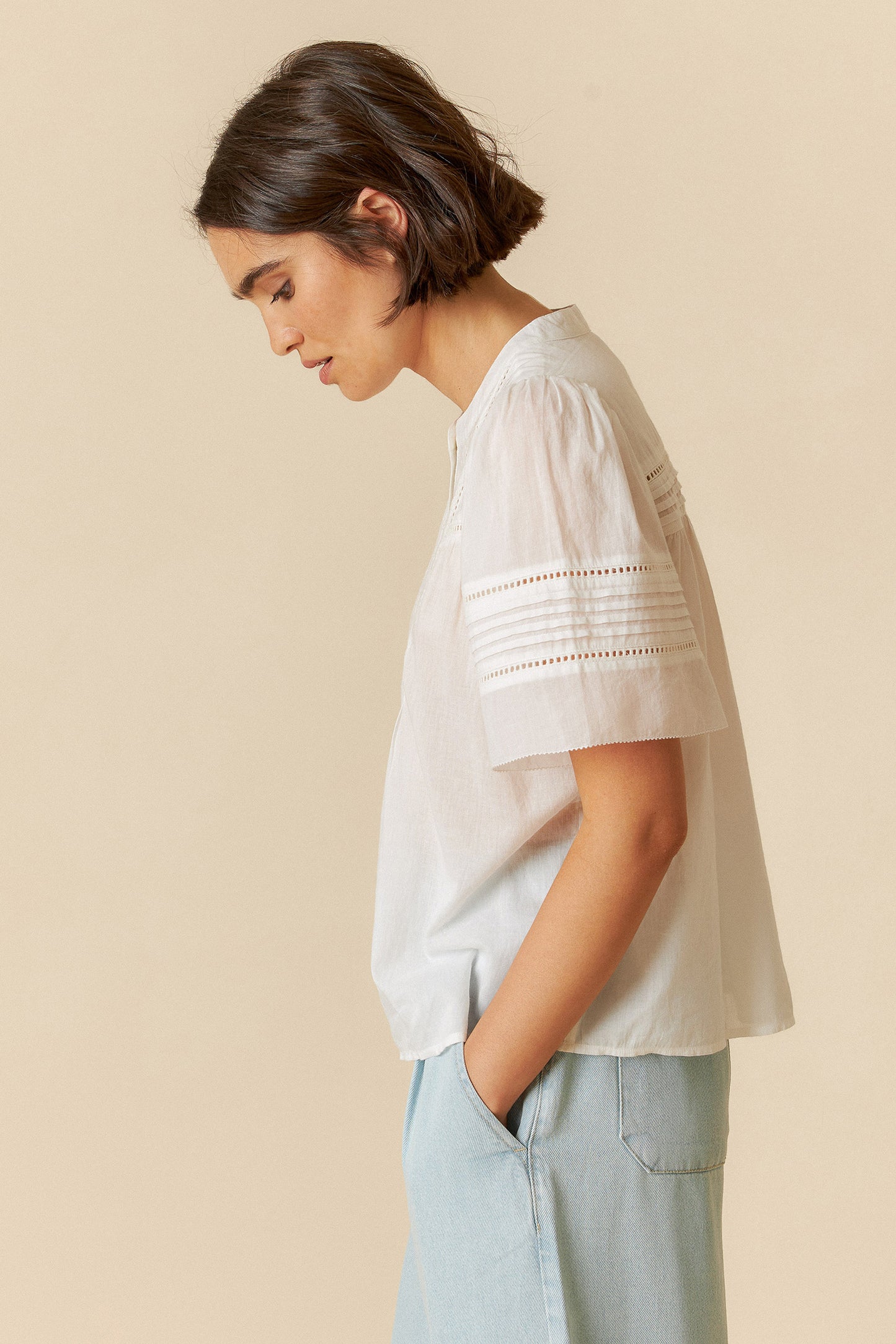 [CL] EMBROIDERED VOILE BLOUSE