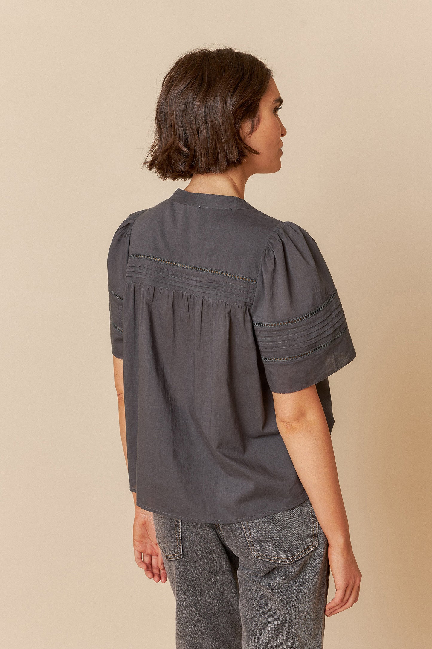 EMBROIDERED VOILE BLOUSE