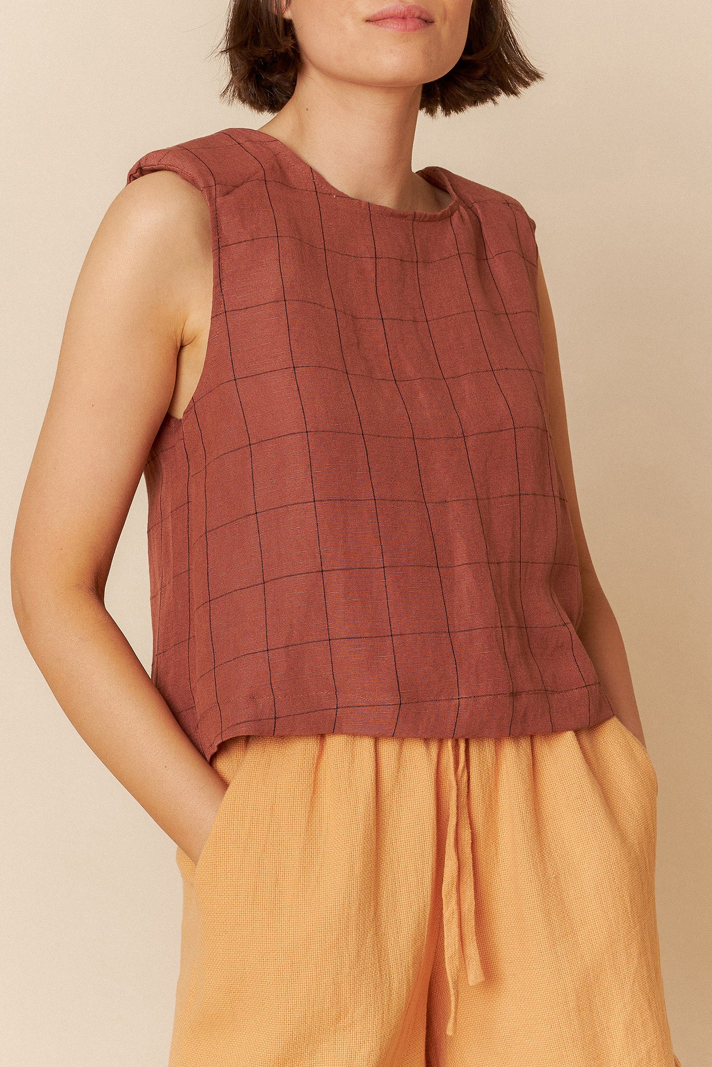 WINDOWPANE CHECK CROP TOP