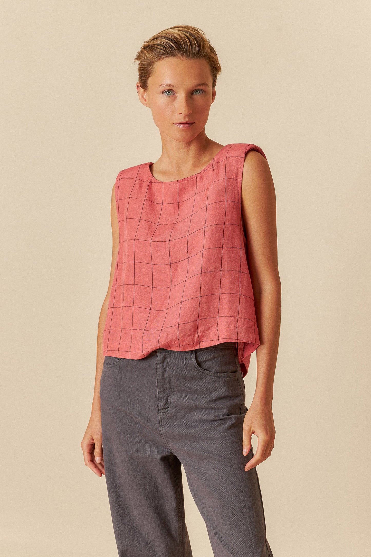 WINDOWPANE CHECK CROP TOP