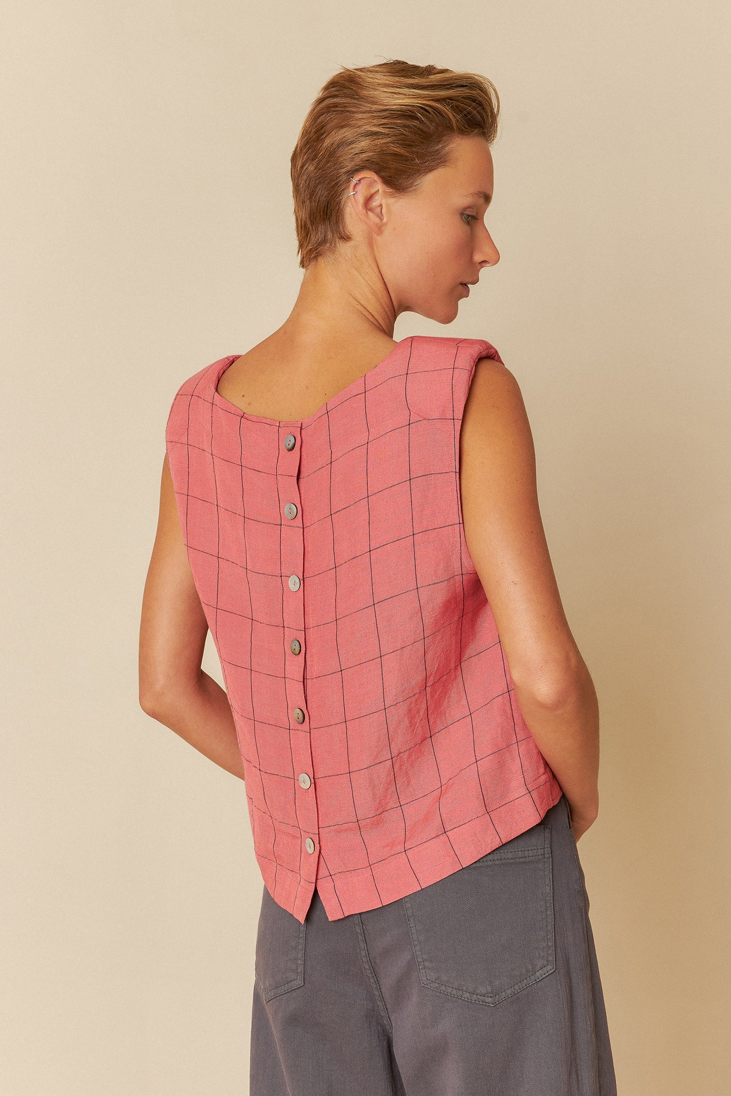 WINDOWPANE CHECK CROP TOP