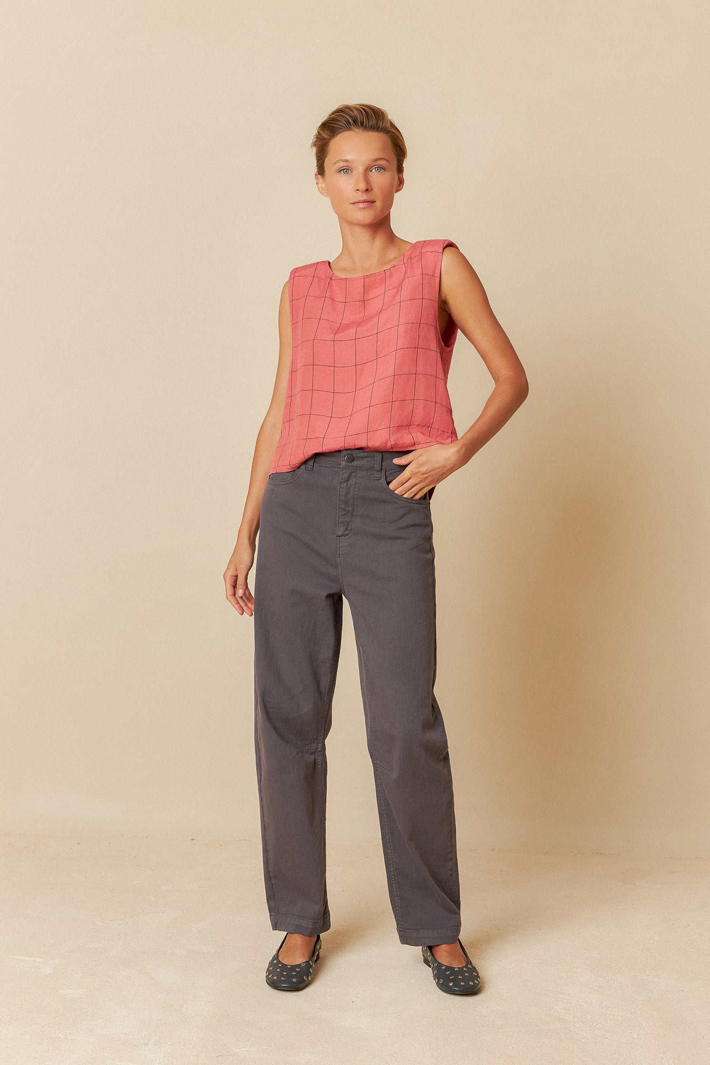 WINDOWPANE CHECK CROP TOP