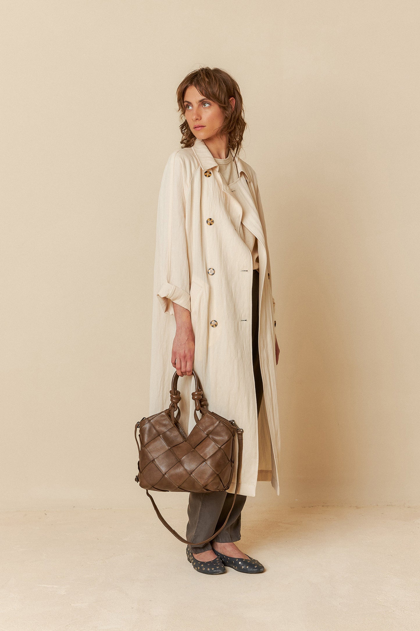 [CL] FLUID SATIN TRENCH COAT
