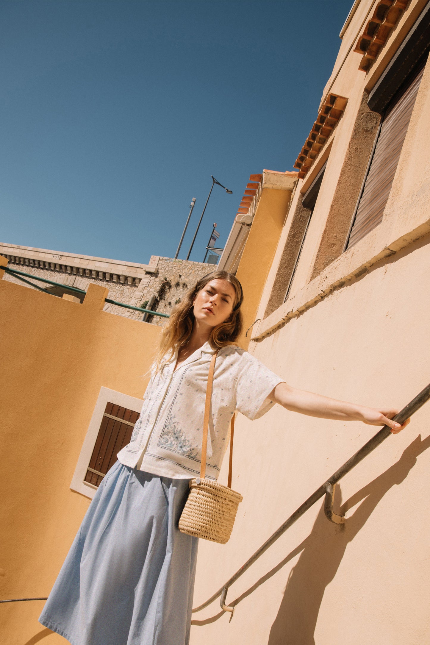 POPLIN MIDI SKIRT