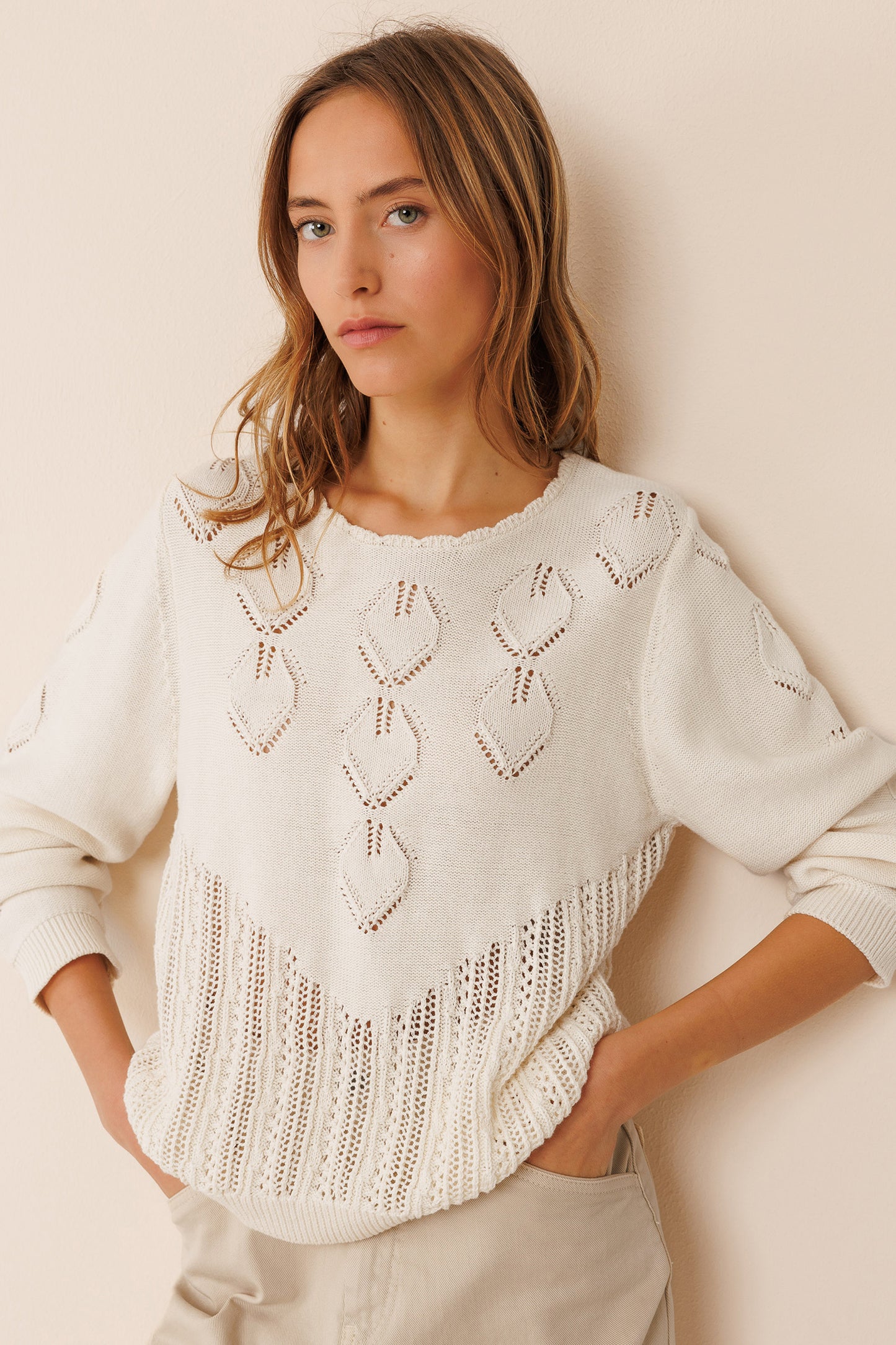 CROCHET EFFECT SWEATER