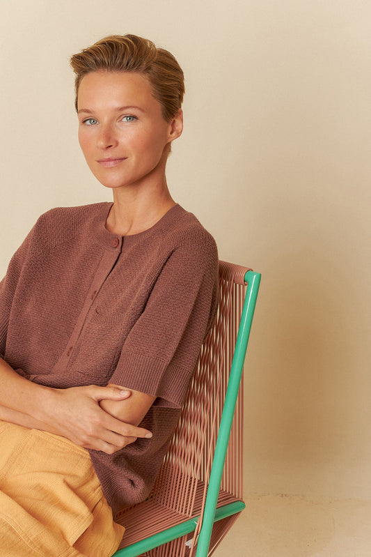 VESTE EN MAILLE DE RIZ