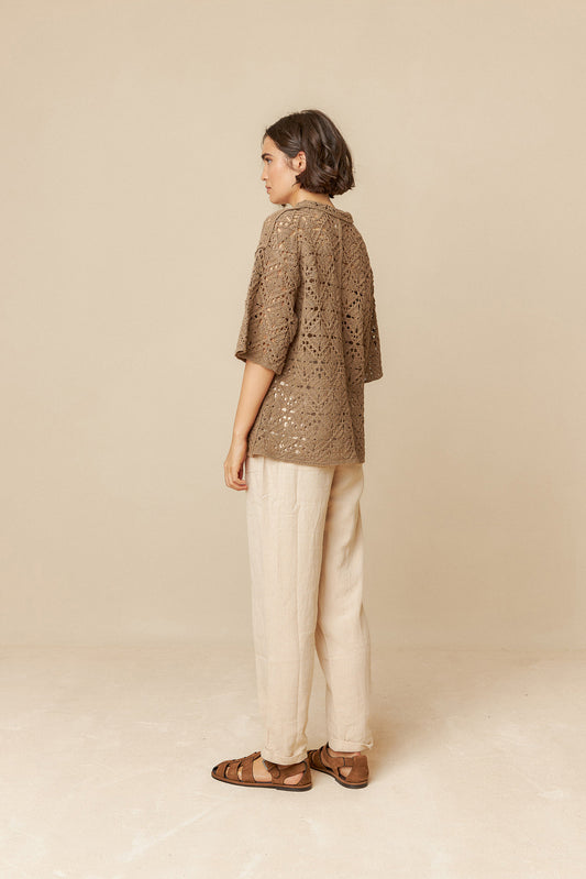 VESTE CROCHET À MANCHES COURTES