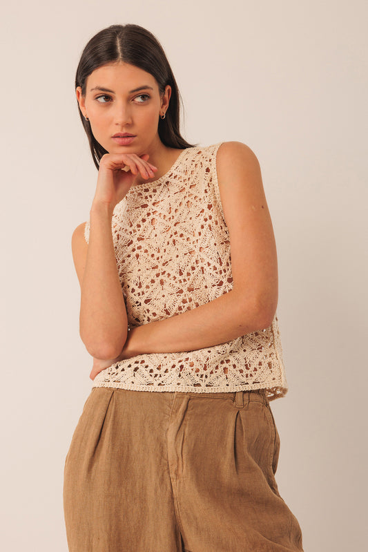 [CL] BUTTON-UP CROCHET TOP