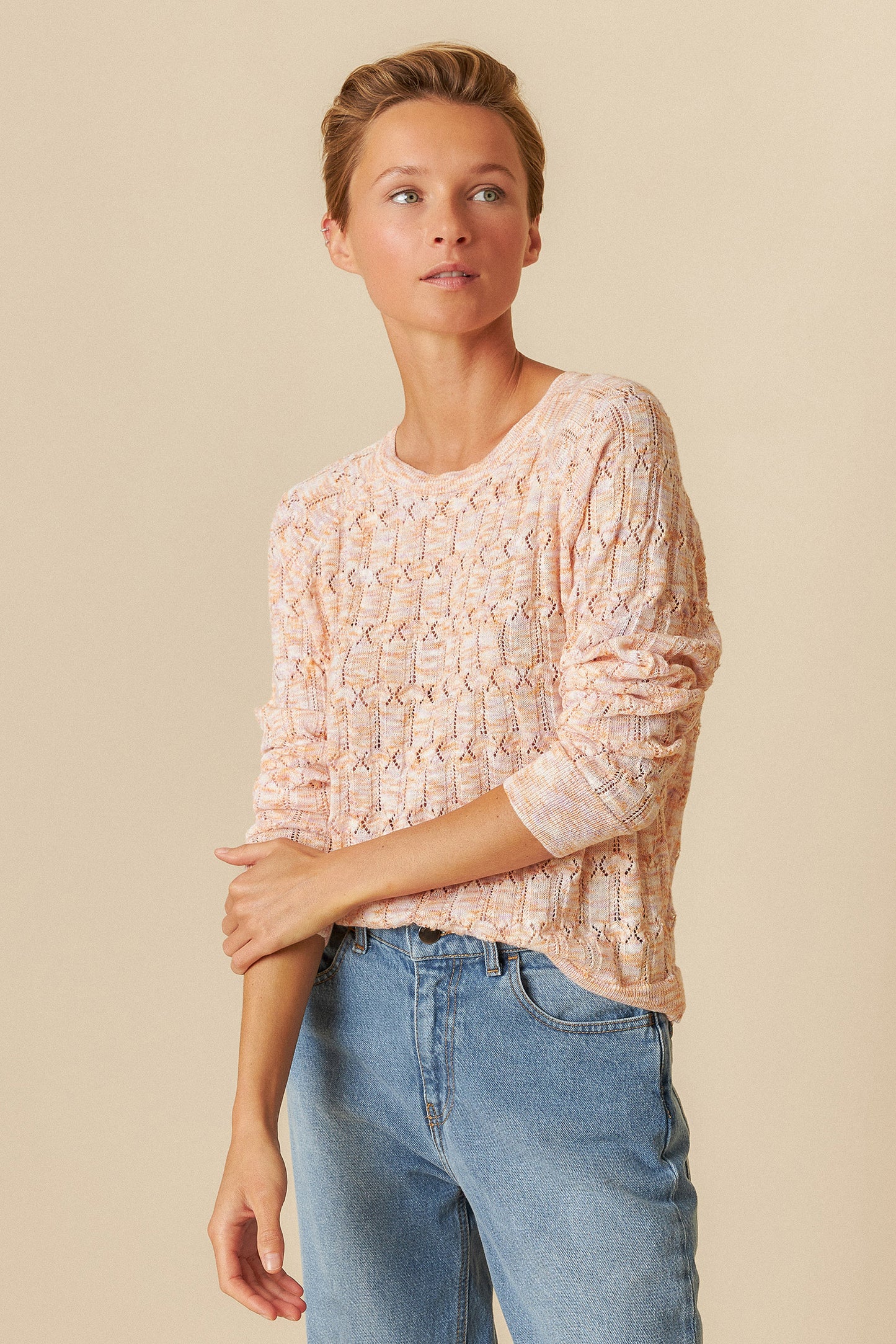 POINTELLE KNIT SWEATER