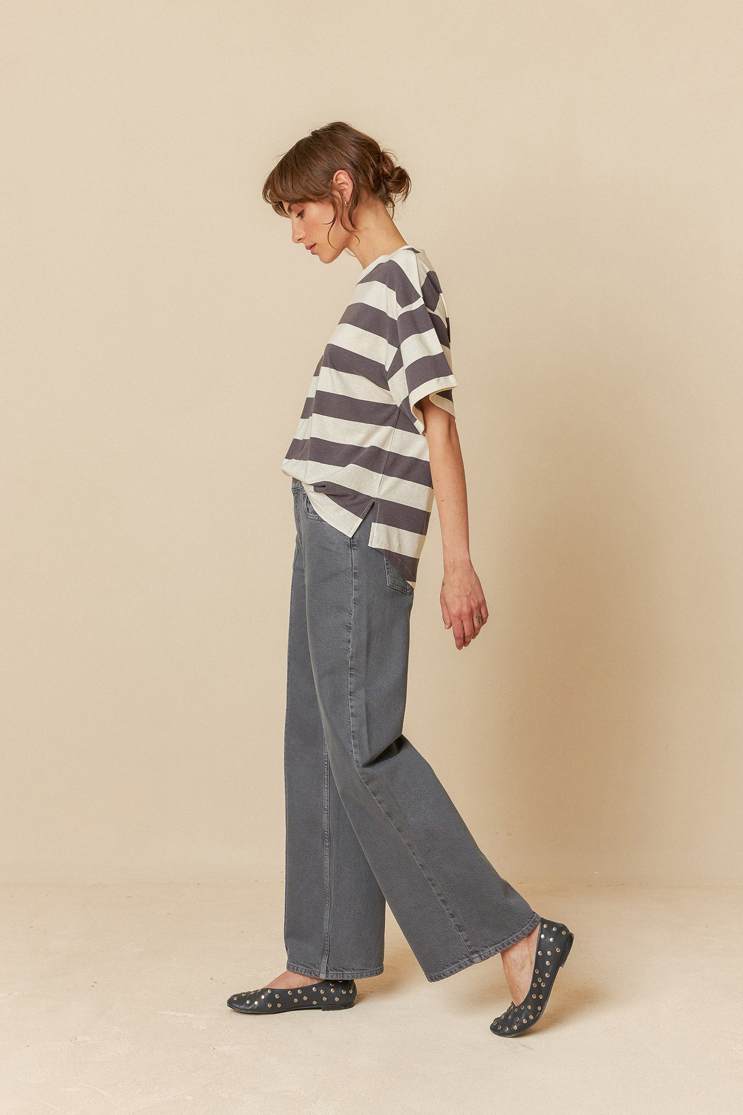 STRIPED CROP T- SHIRT